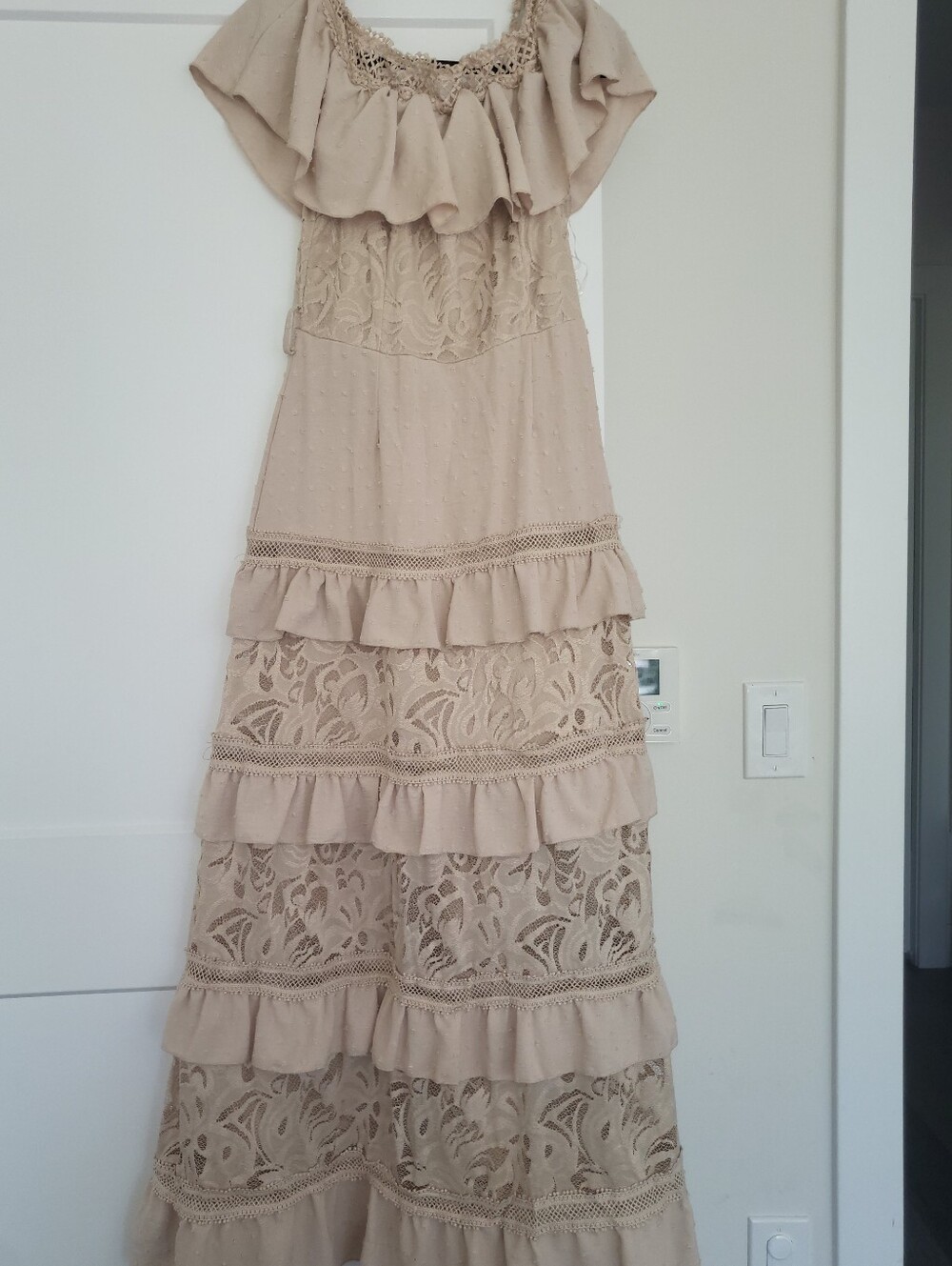 Boho Tiered Maxi Dress in Beige